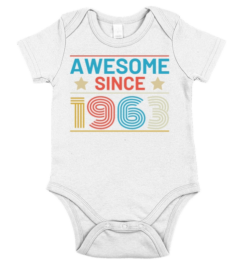 60th Birthday Vintage 1963 Retro Awesome Short Sleeve Baby One-Piece