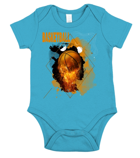 Basketball Fire Player Sports Fan Vintage Retro Short Sleeve Baby One-Piece