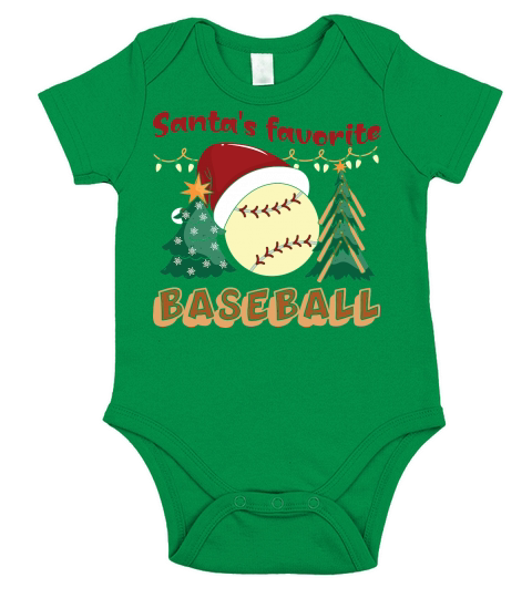 Christmas Sport Christmas Santas Favorite Baseball Short Sleeve Baby One-Piece