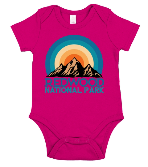 Cool Vintage Retro Redwood National Park Mountain Short Sleeve Baby One-Piece