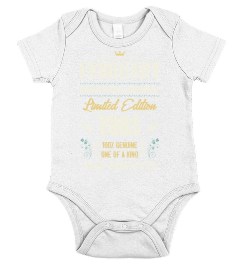 February 1961 Vintage Birthday Present Short Sleeve Baby One-Piece