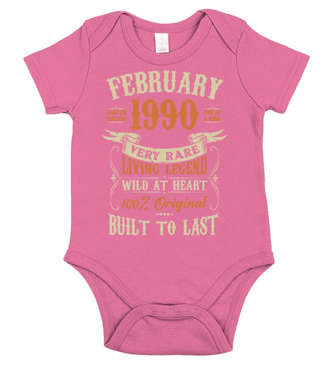 February 1990 Birthday Surprise Short Sleeve Baby One-Piece