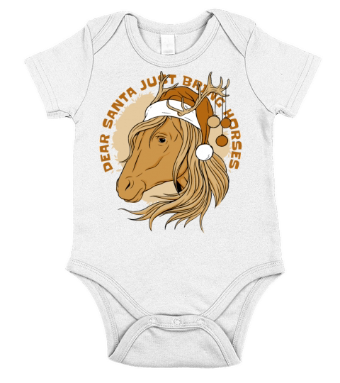 Merry Christmas Funny Santa Claus Horses Quotes Short Sleeve Baby One-Piece