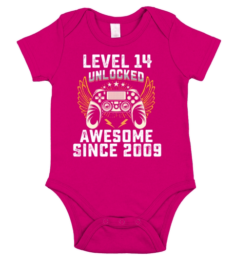 Gaming Level 14 Unlocked Awesome Since 2009 Short Sleeve Baby One-Piece