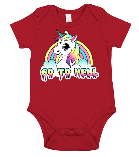 Go To Hell quot Pastel Goth Unicorn Short Sleeve Baby One-Piece