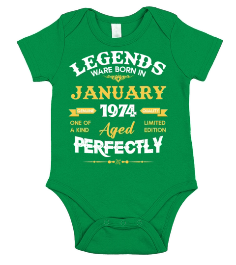 January 1974 Vintage Birthday Present Short Sleeve Baby One-Piece