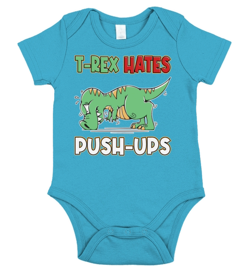 T-Rex Hates Push-Ups Funny Humor Workout Fitness Short Sleeve Baby One-Piece