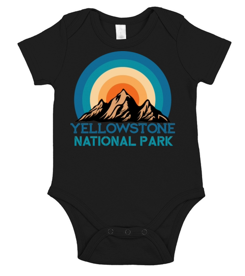 Vintage Retro Yellowstone National Park Mountain Short Sleeve Baby One-Piece