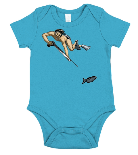 Vintage Spearfishing Freediving Diver with Fish Short Sleeve Baby One-Piece