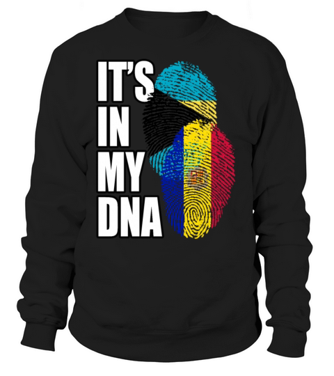 Andorran And Bahamian Mix Heritage DNA Flag Sweatshirt Unisex