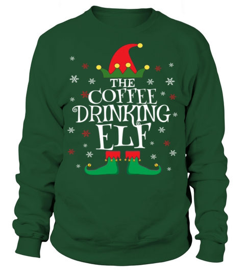 Coffee Drinking Elf Family Matching Group Sweatshirt Unisex