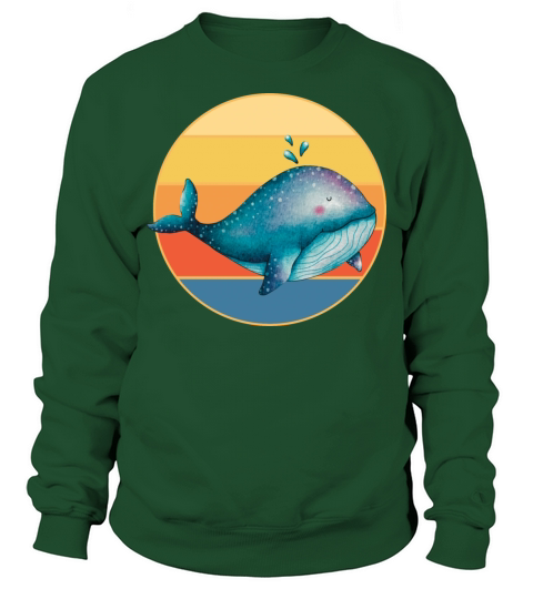 Cute Kawaii Whale Retro Sunset Vintage Ocean Sweatshirt Unisex