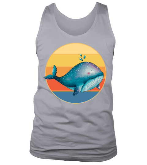 Cute Kawaii Whale Retro Sunset Vintage Ocean Tank Top Unisex