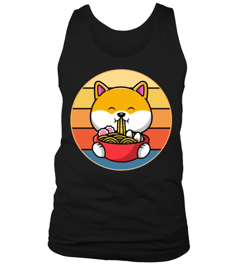 Cute Shiba Inu Eating Ramen Vintage Retro Sunset Tank Top Unisex