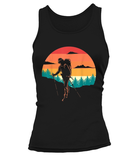 Hiking Hiker Vintage Retro Sunset Tank top Woman