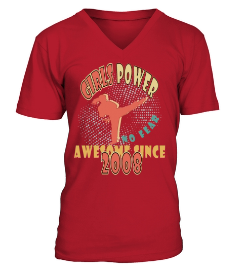 2008 vinatge Girls Power Birthday V-Neck T-shirt