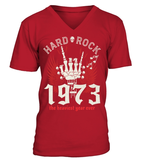 50th Birthday Rocker Born in 1973 V-Neck T-shirt