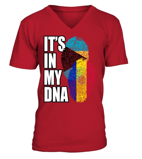 Andorran And Bahamian Mix Heritage DNA Flag V-Neck T-shirt