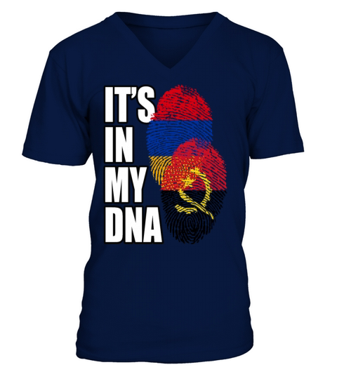 Armenian And Angolan Mix Heritage DNA Flag V-Neck T-shirt