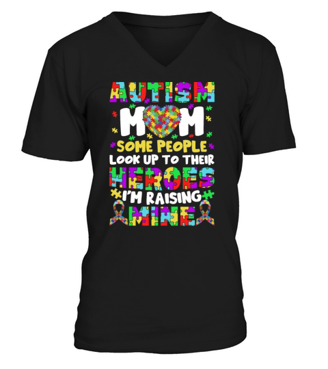 Autism Mom Novelty Some People Look Up To Their He V-Neck T-shirt