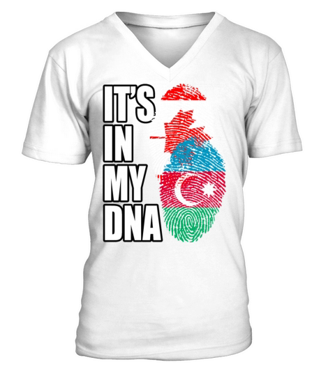 Azerbaijani And Canadian Mix Heritage DNA Flag V-Neck T-shirt