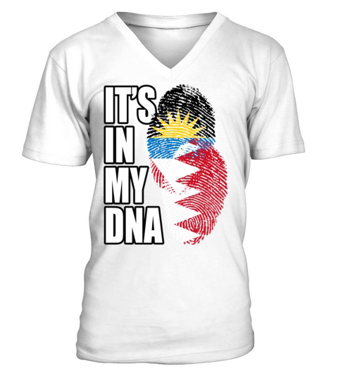 Bahraini And Antiguan Mix Heritage DNA Flag V-Neck T-shirt
