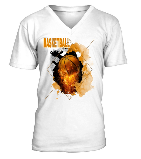 Basketball Fire Player Sports Fan Vintage Retro V-Neck T-shirt
