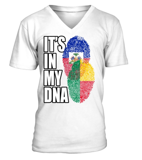 Beninese And Haitian Mix Heritage DNA Flag V-Neck T-shirt