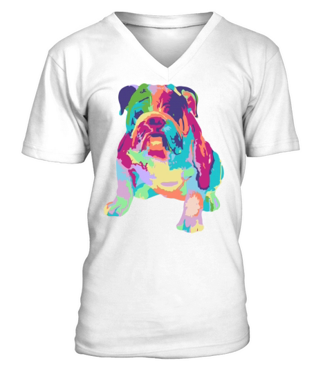 Colorfull Cool English Bulldog V-Neck T-shirt