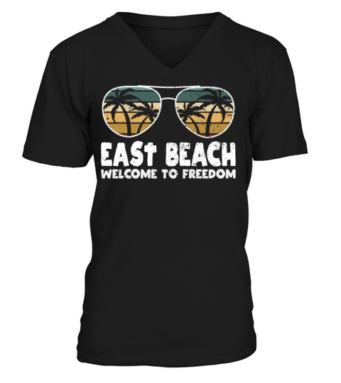 East Beach Welcome to Freedom Vacation Sayings Tri V-Neck T-shirt