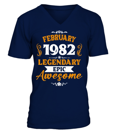February 1982 Legendary Birthday Present V-Neck T-shirt