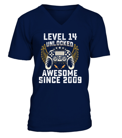 Gaming Level 14 Unlocked Awesome Since 2009 V-Neck T-shirt