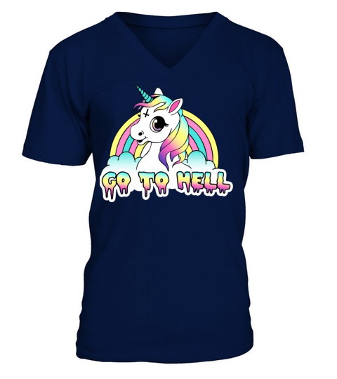 Go To Hell quot Pastel Goth Unicorn V-Neck T-shirt