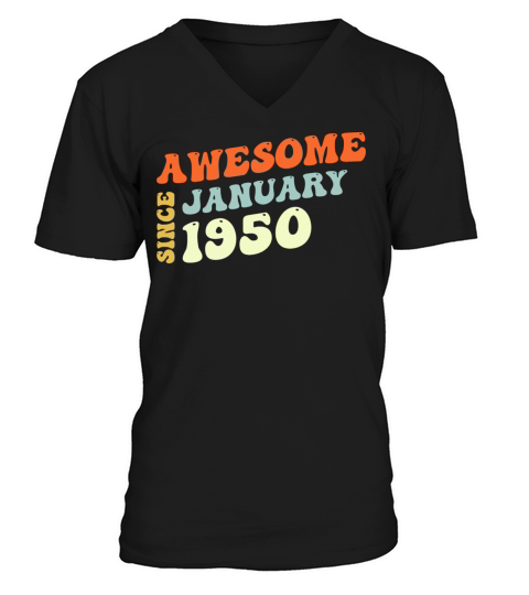 Groovy 73 Years Old Awesome Since January 1950 V-Neck T-shirt