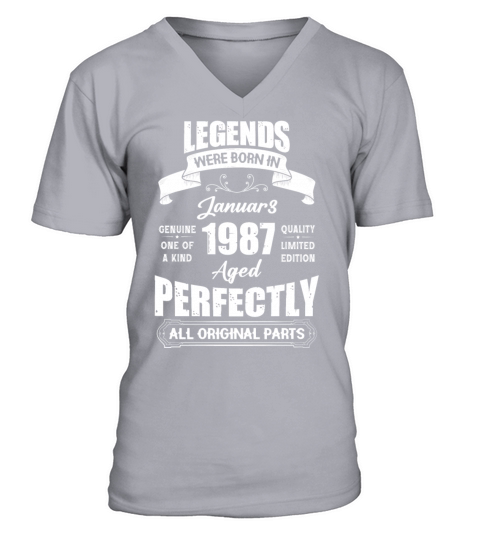 Legends Were Born In January 1987 Birthday V-Neck T-shirt