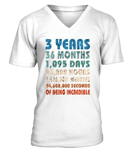 Retro Birthday Funny Quote Slogan Gift 3 Years V-Neck T-shirt