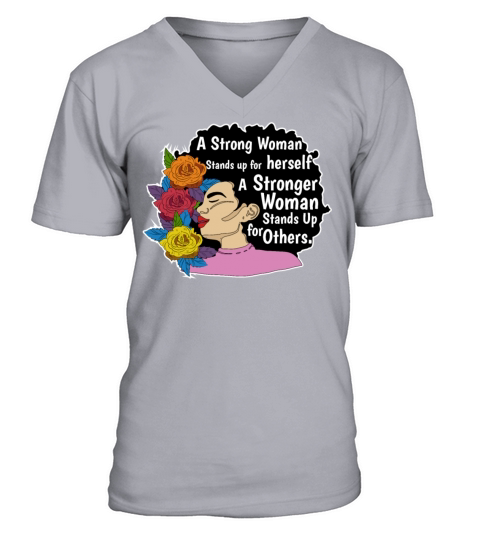 Strong Black Woman Empowering Afro Feminist Quote V-Neck T-shirt