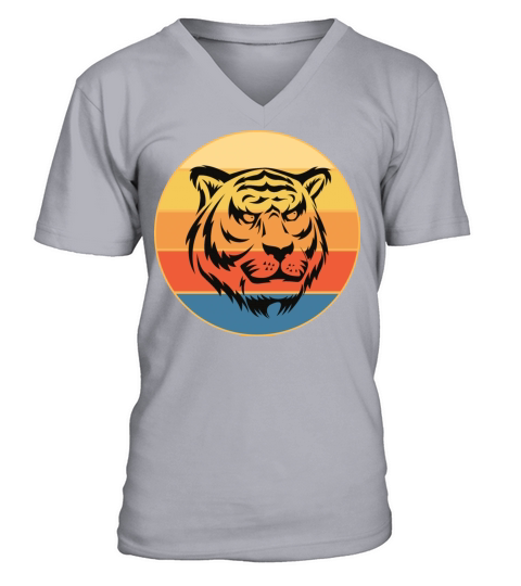 Tiger Big Cat Vintage Retro Sunset V-Neck T-shirt