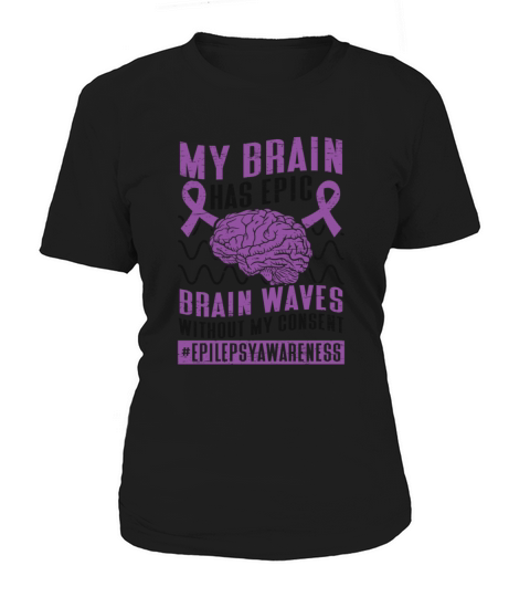 Brain Brainwaves Purple Ribbon Epileptic Epilepsy Women's T-Shirt