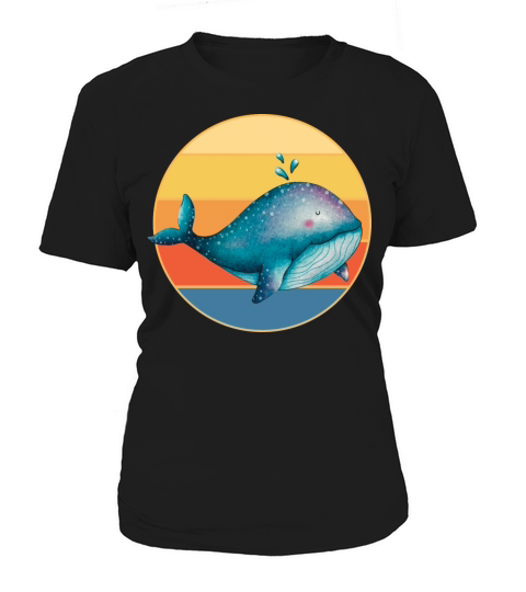 Cute Kawaii Whale Retro Sunset Vintage Ocean Women's T-Shirt