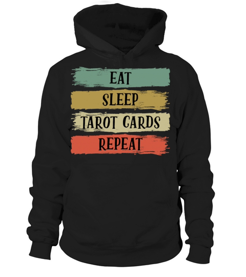 Eat Sleep Retro Vintage Tarot Cards Cartomancy Hoodie Unisex