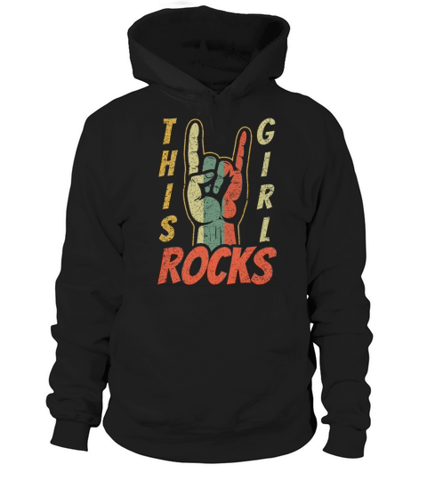 Vintage Retro Rock Sign Rock Hand Metal Girl Rocks Hoodie Unisex