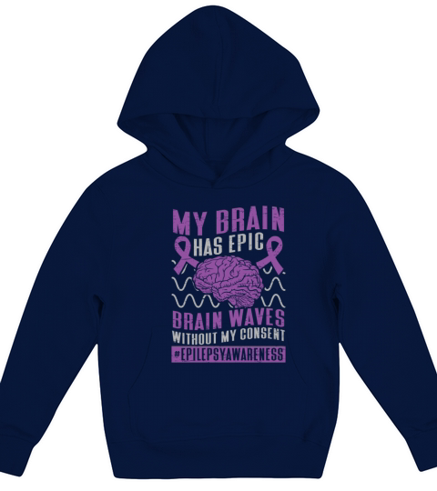 Brain Brainwaves Purple Ribbon Epileptic Epilepsy Kids Hoodie