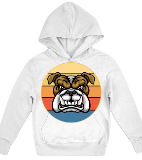 Bulldog Dog Breed Vintage Retro Sunset Kids Hoodie