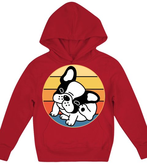 French Bulldog Dog Breed Vintage Retro Sunset Kids Hoodie