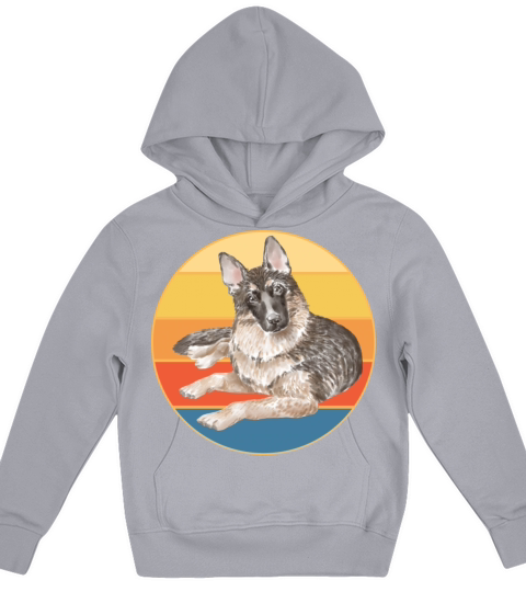 German Shepherd Dog Breed Vintage Retro Sunset Kids Hoodie