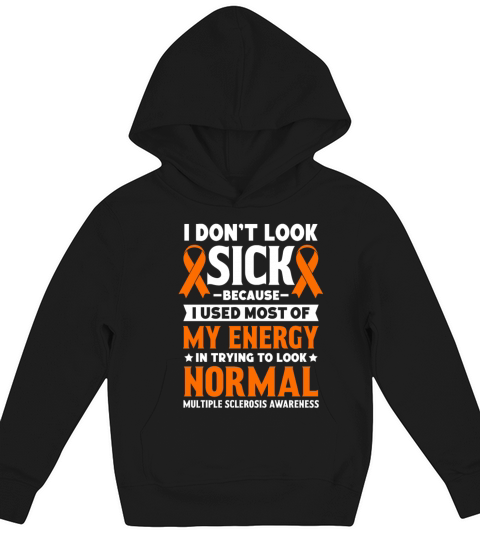 Multiple Sclerosis Awareness Orange Ribbon Look Kids Hoodie