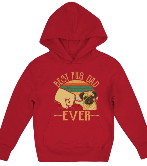 Retro Vintage Best Pug Dad Ever Kids Hoodie