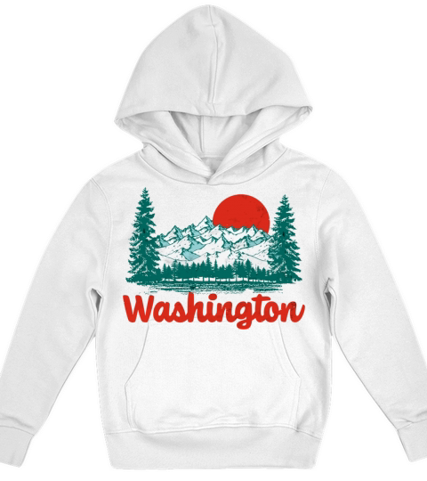 Retro Washington Vintage 80s State Pride Graphic Kids Hoodie