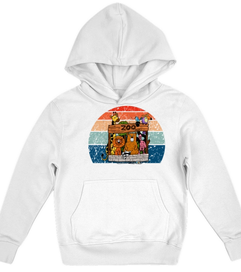 Vintage retro sunset art of zoo funny animals Kids Hoodie